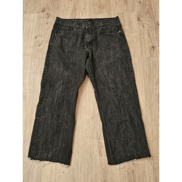 Vintage Y2K RocaWear Baggy Wide Leg Skater Jeans Red Embroidered Black 38X28 - Picture 11 of 11